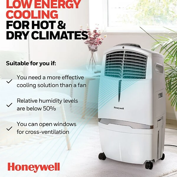 Air Conditioners Honeywell Portable Evaporative Air Cooler With Remote Control, White (CL30XCWW) 7 Air Conditioners Honeywell Portable Evaporative Air Cooler With Remote Control, White (CL30XCWW) - Image 5