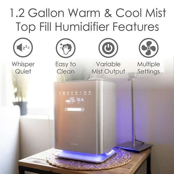 Humidifiers Crane Ultrasonic Cool & Warm Mist Console Humidifier, 1.3-Gallon, For Rooms 500 Sq. Ft., Metallic (EE-6913) 3 Humidifiers Crane Ultrasonic Cool & Warm Mist Console Humidifier, 1.3-Gallon, For Rooms 500 Sq. Ft., Metallic (EE-6913)