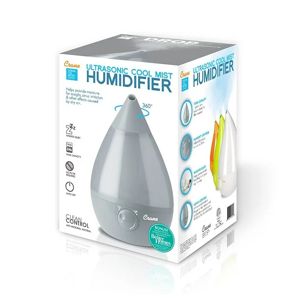 Humidifiers Crane Drop Ultrasonic Cool Mist Humidifier Grey (EE-5301GR) 3 Humidifiers Crane Drop Ultrasonic Cool Mist Humidifier Grey (EE-5301GR)