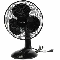 Impress Fans Impress IM-713 12" Oscillating Table Fan; Black