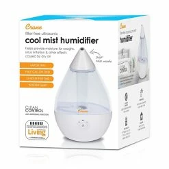 Humidifiers Crane Droplet Ultrasonic Cool Mist Humidifier, 0.5 Gal., Clear/White (EE-5302CW) -Lasko Sales sp102928865 s7