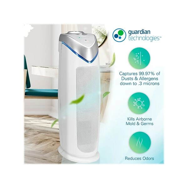 GermGuardian Air Purifiers Germ Guardian HEPA Tower Air Purifier, White (AC4825W) 4 GermGuardian Air Purifiers Germ Guardian HEPA Tower Air Purifier, White (AC4825W) - Image 2