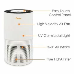 Air Purifiers Crane True HEPA Tower Air Purifier, White (EE-5068)