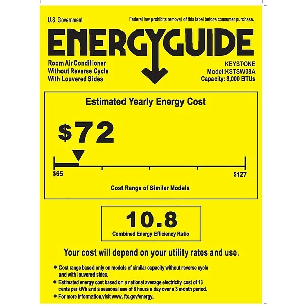 Air Conditioners Keystone 8000 BTU Window Air Conditioner With Remote Control, White (KSTSW08A) 3 Air Conditioners Keystone 8000 BTU Window Air Conditioner With Remote Control, White (KSTSW08A)