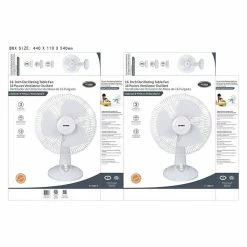 General Purpose Fans Optimus 16" 3-Speed Oscillating Portable Table Fan, White, (F-1630-F)