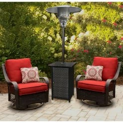 Lasko Sales 8 Heaters Hanover 7-Ft. 41,000 BTU Square Wicker Propane Patio Heater In Brown/Hammered Bronze