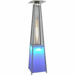 Heaters Hanover 7-Ft. 42,000 BTU Square Propane Patio Heater With Stainless Steel Frame And Multi-Color LED Lighted Base