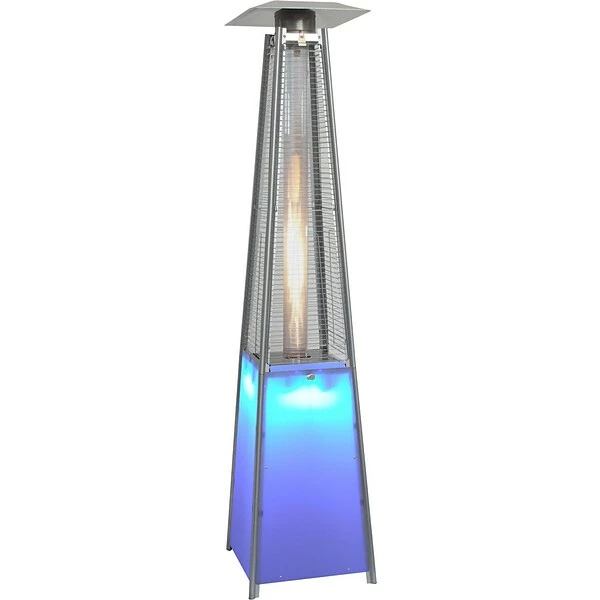 Heaters Hanover 7-Ft. 42,000 BTU Square Propane Patio Heater With Stainless Steel Frame And Multi-Color LED Lighted Base 3 Heaters Hanover 7-Ft. 42,000 BTU Square Propane Patio Heater With Stainless Steel Frame And Multi-Color LED Lighted Base