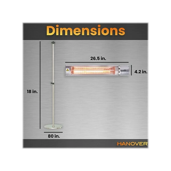 Heaters Hanover 1500-Watt Electric Heater, Silver (HAN1053IC-SD) 6 Heaters Hanover 1500-Watt Electric Heater, Silver (HAN1053IC-SD) - Image 4